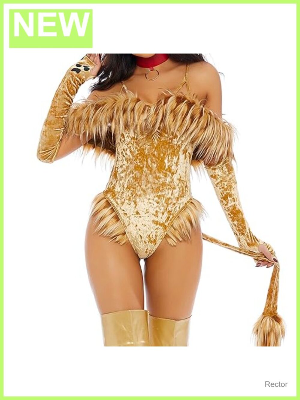 Sexy Lion Costume Bodysuit Gloves Choker Headband